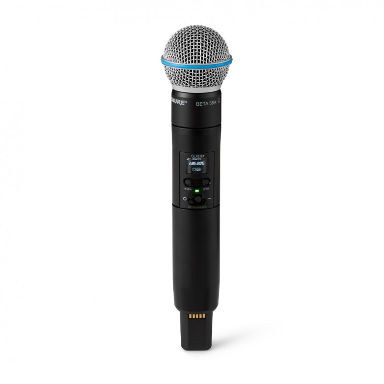 Безжичен микрофон с Beta58 капсула SHURE SLXD2+/B58-G65  – професионален музикален продукт с високо качество за сцена, студио и репетиции