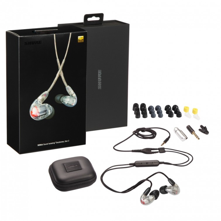 Професионални шумоизолиращи слушалки SHURE SE846 Gen 2 прозрачни – професионален музикален продукт с високо качество за сцена, студио и репетиции