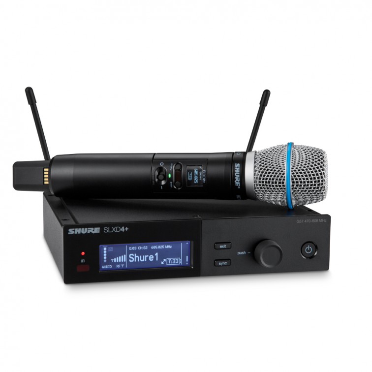 Вокален безжичен микрофон Beta 87A SHURE SLXD24+/B87A-G60  – професионален музикален продукт с високо качество за сцена, студио и репетиции