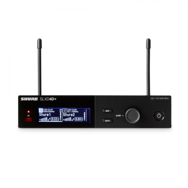 Двоен безжичен приемник SHURE SLXD4D+-G65  – професионален музикален продукт с високо качество за сцена, студио и репетиции