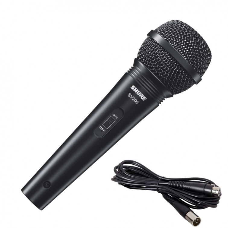 Динамичен микрофон с копче и кабел SHURE SV200-W