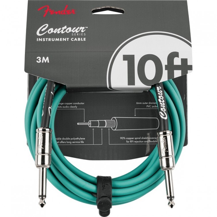 Инструментален кабел Fender Contour™ Series – Green, 3 метра