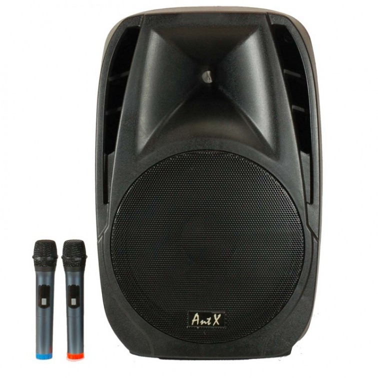 Караоке тонколона с 2 микрофона NJOY15-2U 100 W, професионален, високо качество звук, за сцена и студио