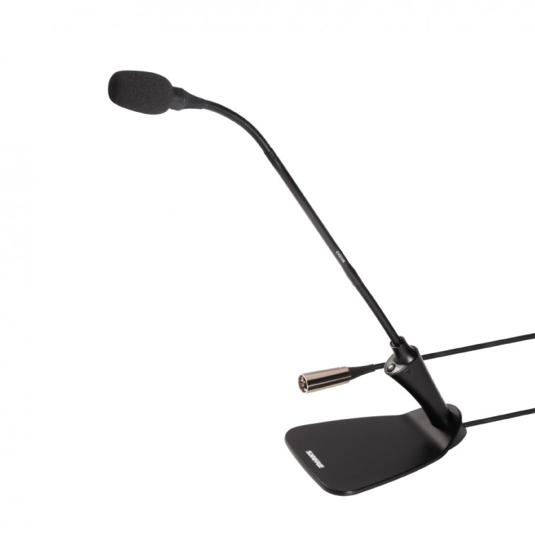 Конферентен микрофон с гъша шия 30.5см SHURE CVG12DS-B/C включена база, предусилвател и LED индикатор, професионален, високо качество звук, за сцена и студио
