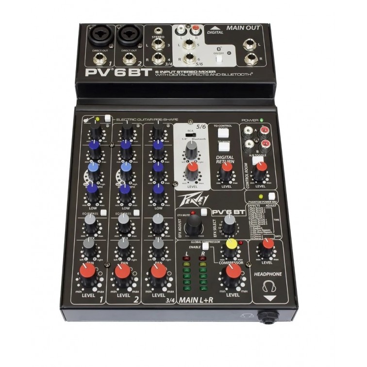 Миксер Peavey PV6 BT 6 Channel Mixer w/BlueTooth
