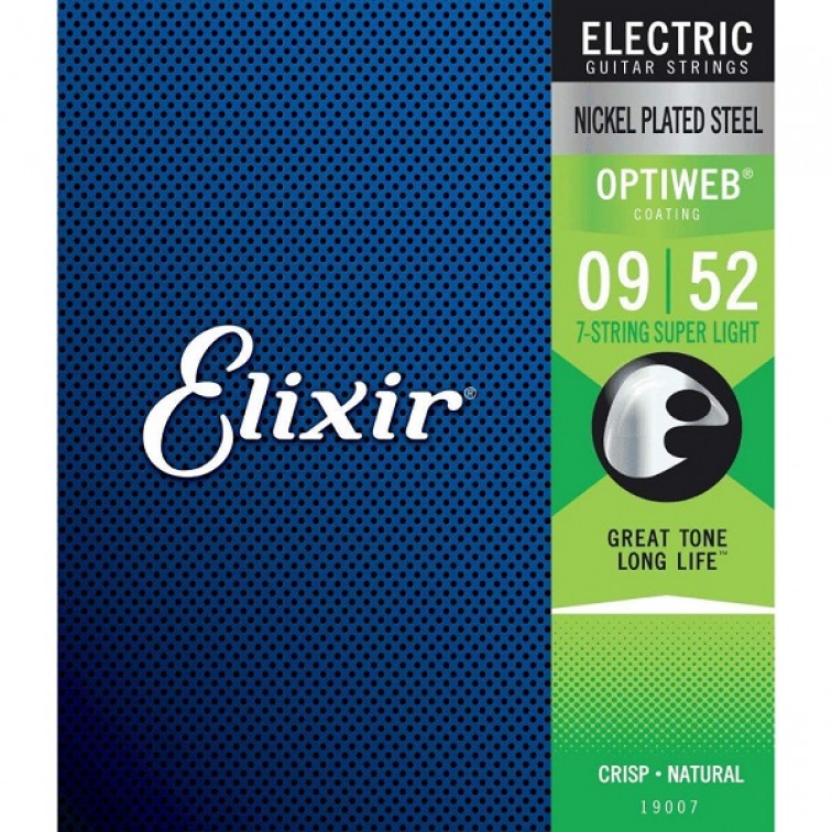 Струни за 7-струнна електрическа китара ELIXIR 19007 OPTIWEB Steel Super Light 09-52