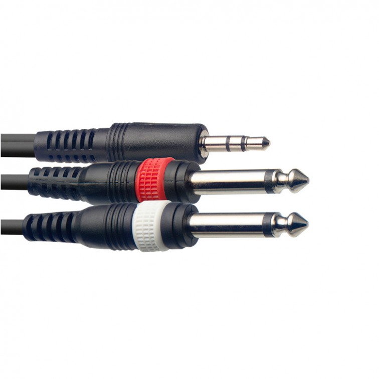Кабел мини жак - два жака 1 метър Stagg SYC1/MPSB2P E 