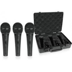 Комплект микрофони Behringer XM1800SET 3 броя + кейс вокални кабелни 