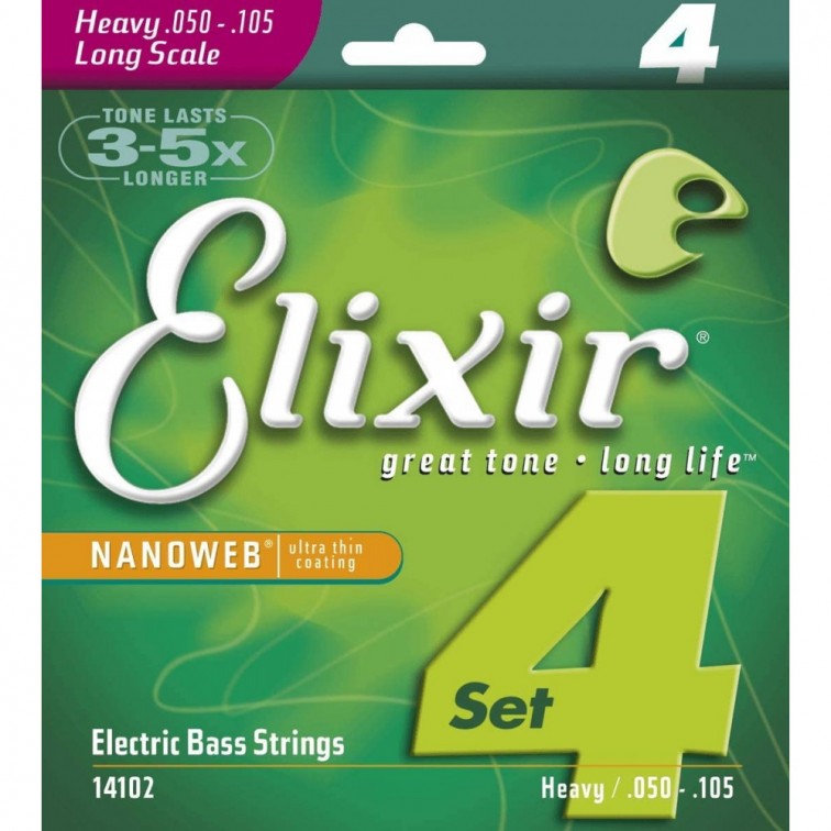 Струни за бас китара ELIXIR 14102 HEAVY String Bass Nanoweb Medium Longscale 50-105