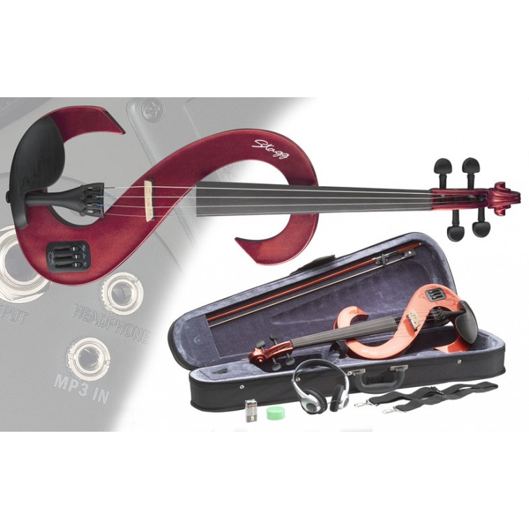Електрическа цигулка STAGG EVN 4/4 MRD + калъф и аксесоари