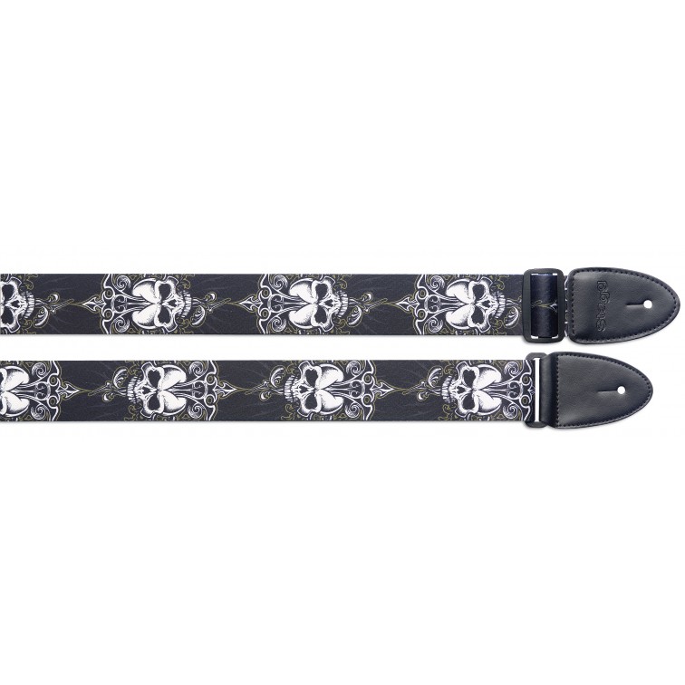 Колан за китара синтетика STAGG STE BLACK SKULL